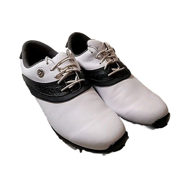 FootJoy Womens Golfing Shoes Lo‎ Pro 93927 White Black Rubber Spikes US Size 8 M - Picture 2 of 9
